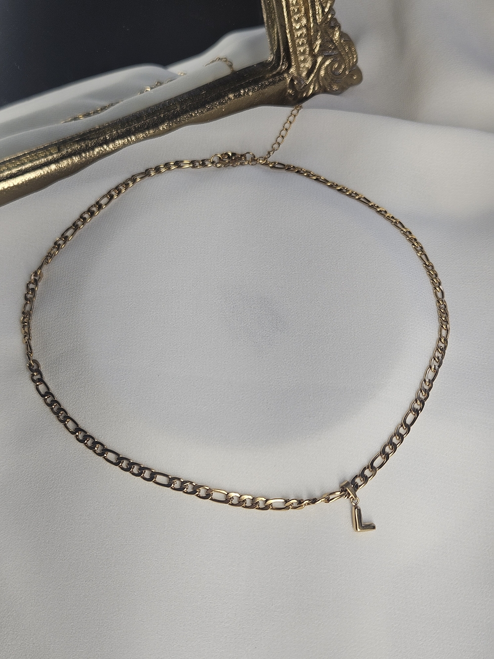 The Initial Figaro Choker - Stainless Steel 18K Gold PVD Letter L Neck